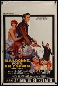 3f407 DANDY IN ASPIC Belgian 1968 Laurence Harvey & Anthony Mann, Mia Farrow, spy thriller!
