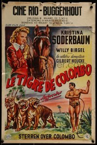 3f465 STARS OVER COLOMBO Belgian 1953 Kristina Soderbaum, art of Willy Birgel in loincloth w/whip!