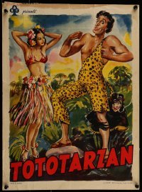 3f472 TOTOTARZAN Belgian 1950 Toto, Marilyn Buferd, wacky art from jungle comedy!