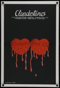3f338 CLANDESTINOS silkscreen Cuban 1987 Fernando Perez, Julio Eloy art of bleeding hearts!