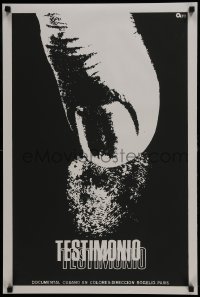 3f386 TESTIMONIO Cuban silkscreen R1990s Rogelio Paris, stark artwork of thumb leaving fingerprint!
