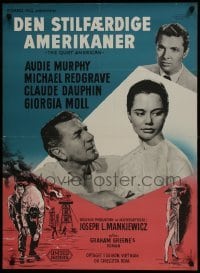 3f243 QUIET AMERICAN Danish 1958 Audie Murphy & Michael Redgrave in Vietnam, Graham Greene, Wenzel!