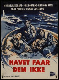 3f247 SEA SHALL NOT HAVE THEM Danish 1957 Michael Redgrave & Bogarde in WWII life raft by Wenzel!