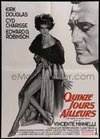 3f141 TWO WEEKS IN ANOTHER TOWN French 20x28 R1990s cool art of Kirk Douglas & sexy Cyd Charisse!
