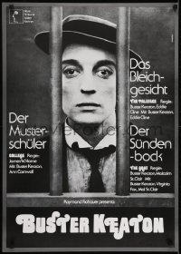 3f716 BUSTER KEATON German 1960s cool triple-bill with Hans Hillmann art, white title design!