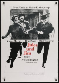 3f751 JULES & JIM German R1969 Francois Truffaut, Moreau, Werner, cool art on both sides!