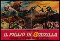 3f124 SON OF GODZILLA Italian 18x27 pbusta 1969 Kaijuto no Kessen: Gojira no Musuko, monsters!