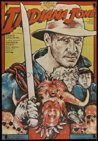 3f944 INDIANA JONES & THE TEMPLE OF DOOM Polish 26x37 1985 cool different art by Witold Dybowski!