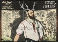 3f862 KROL JELEN stage play Polish 24x33 1979 well dressed man with antlers by Andrzej Klimowski!