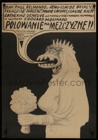 3f873 MALE HUNT Polish 23x33 1969 La chasse a l'homme, wild Starowieyski art of monster bride!