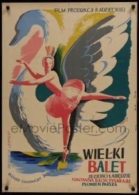 3f906 STARS OF THE RUSSIAN BALLET Polish 24x34 1954 great art of ballet dancer by Gronowski!