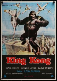 3f298 KING KONG Yugoslavian 19x27 1976 cool John Berkey art of the BIG Ape in NYC!