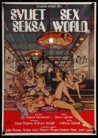 3f313 SEX WORLD Yugoslavian 20x28 1979 sexy Westworld ripoff, Annette Haven, definitely for adults!