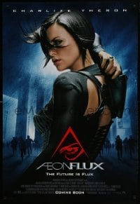 3g063 AEON FLUX advance DS 1sh 2005 sexy futuristic Charlize Theron in black outfit!