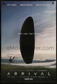 3g109 ARRIVAL int'l teaser DS 1sh 2016 Amy Adams, Jeremy Renner, Forest Whitaker, great sci-fi image!