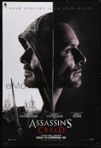 3g111 ASSASSIN'S CREED style C int'l teaser DS 1sh 2016 images of Michael Fassbender & the Hidden Blade!