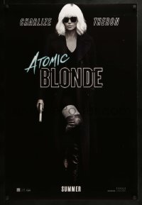 3g114 ATOMIC BLONDE teaser DS 1sh 2017 great full-length image of sexy Charlize Theron with gun!
