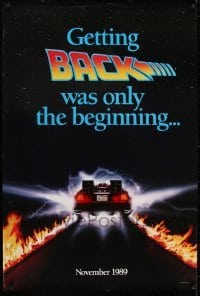 3g124 BACK TO THE FUTURE II teaser DS 1sh 1989 great image of the Delorean time machine!