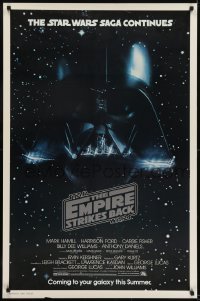 3g008 EMPIRE STRIKES BACK studio style advance 1sh 1980 George Lucas classic, Darth Vader in space!