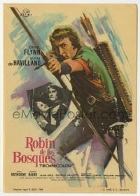3h092 ADVENTURES OF ROBIN HOOD Spanish herald R1964 great MCP art of Errol Flynn as Robin Hood!
