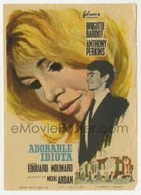 3h096 AGENT 38-24-36 Spanish herald 1965 MCP art of Anthony Perkins & sexy Brigitte Bardot!