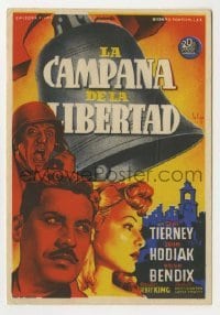 3h112 BELL FOR ADANO Spanish herald 1947 different Soligo art of Gene Tierney & WWII soldiers!