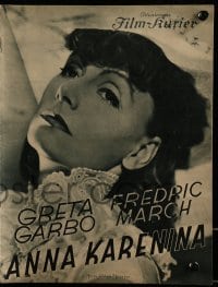 3h432 ANNA KARENINA Film-Kurier German program 1936 Greta Garbo, March, Bartholomew, different!