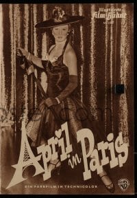 3h582 APRIL IN PARIS German program 1954 pretty Doris Day & wacky Ray Bolger in France, different!