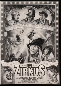 3h585 AT THE CIRCUS German program R1970s Groucho, Chico & Harpo, Marx Brothers, different art!