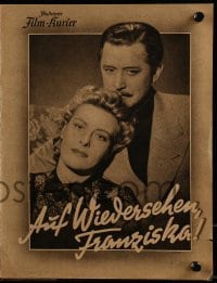 3h490 AUF WIEDERSEHEN FRANZISKA German program 1941 Marianne Hoppe in the title role, Hans Sohnke!