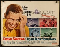 3j578 COME BLOW YOUR HORN 1/2sh 1963 close up of laughing Frank Sinatra, from Neil Simon's play!