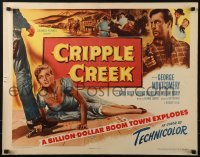 3j588 CRIPPLE CREEK 1/2sh 1952 George Montgomery, cool art of gambling cheat getting caught!