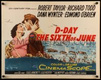 3j597 D-DAY THE SIXTH OF JUNE 1/2sh 1956 romantic art of Robert Taylor & sexy Dana Wynter in WWII!