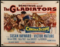 3j599 DEMETRIUS & THE GLADIATORS 1/2sh 1954 Victor Mature & Susan Hayward in sequel to The Robe!