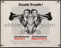 3j605 DIRTY HARRY/MAGNUM FORCE 1/2sh 1975 cool mirror image of Clint Eastwood, double trouble!