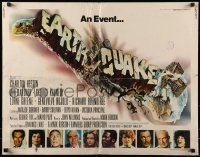 3j613 EARTHQUAKE int'l 1/2sh 1974 Charlton Heston, Ava Gardner, cool Joseph Smith disaster title art!