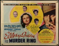 3j615 ELLERY QUEEN & THE MURDER RING 1/2sh 1941 star portraits on ace of spades playing cards!
