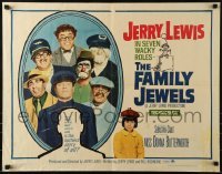 3j623 FAMILY JEWELS 1/2sh 1965 Jerry Lewis is seven times nuttier in seven roles, wacky art!
