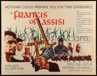 3j646 FRANCIS OF ASSISI 1/2sh 1961 Michael Curtiz's story of a young adventurer in the Crusades!