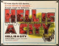 3j679 HELL IS A CITY white style 1/2sh 1960 Stanley Baker, temptation is a woman, murder is a man!