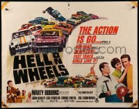 3j681 HELL ON WHEELS 1/2sh 1967 cool vintage NASCAR stock car art, Marty Robbins sings & races!