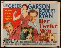 3j686 HER TWELVE MEN style B 1/2sh 1954 teacher Greer Garson, plus Robert Ryan & Barry Sullivan!