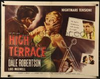 3j689 HIGH TERRACE style A 1/2sh 1956 Dale Robertson, English, clutches you like a nightmare!