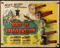 3j701 HOUSE OF FRANKENSTEIN 1/2sh R1950 Boris Karloff, Lon Chaney Jr., best image w/all monsters!