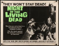 3j807 NIGHT OF THE LIVING DEAD 1/2sh 1968 George Romero classic, great zombie images, rare!