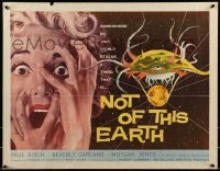 3j809 NOT OF THIS EARTH 1/2sh 1957 classic close up art of screaming girl & alien monster!
