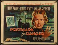 3j836 POSTMARK FOR DANGER style A 1/2sh 1956 Terry Moore is hunted by the postcard killer!