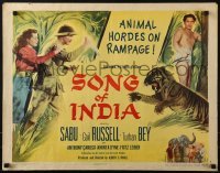 3j904 SONG OF INDIA style A 1/2sh 1949 Sabu, Gail Russell & Turhan Bey + tiger & elephant!