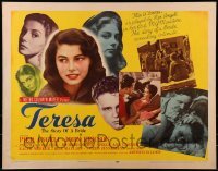 3j937 TERESA style B 1/2sh 1951 sexy Pier Angeli, story of a bride, directed by Fred Zinnemann!