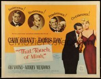 3j940 THAT TOUCH OF MINK 1/2sh 1962 great close up art of Cary Grant kissing Doris Day's shoulder!